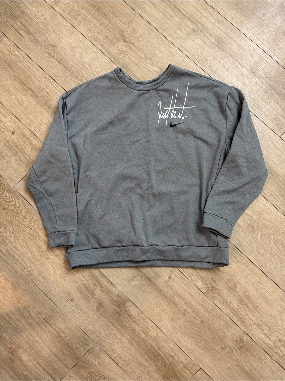 Nike Gray Crewneck Sweatshirt with 'Just Do It' Script
